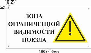 Знак комбинированный Зона ограниченной видимости поезда